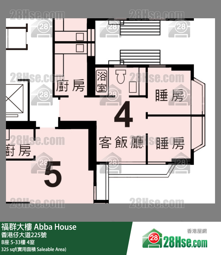 福群大樓 B座17樓 4室 平面圖