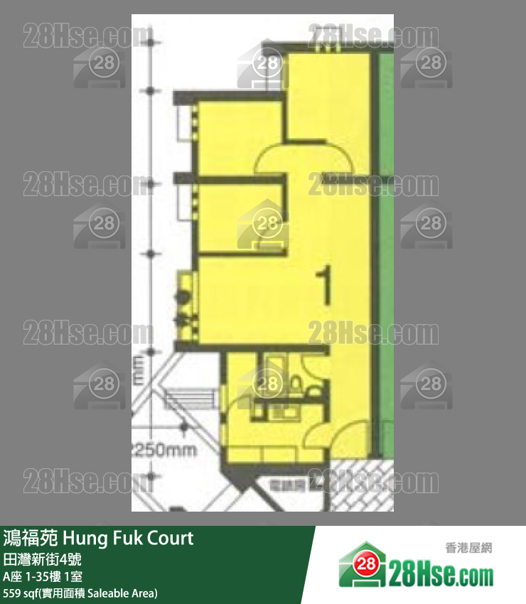 鴻福苑 A座21樓 1室 平面圖