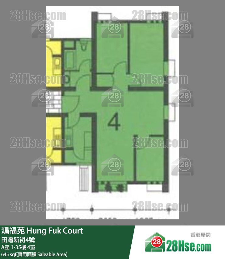 鴻福苑 A座31樓 4室 平面圖