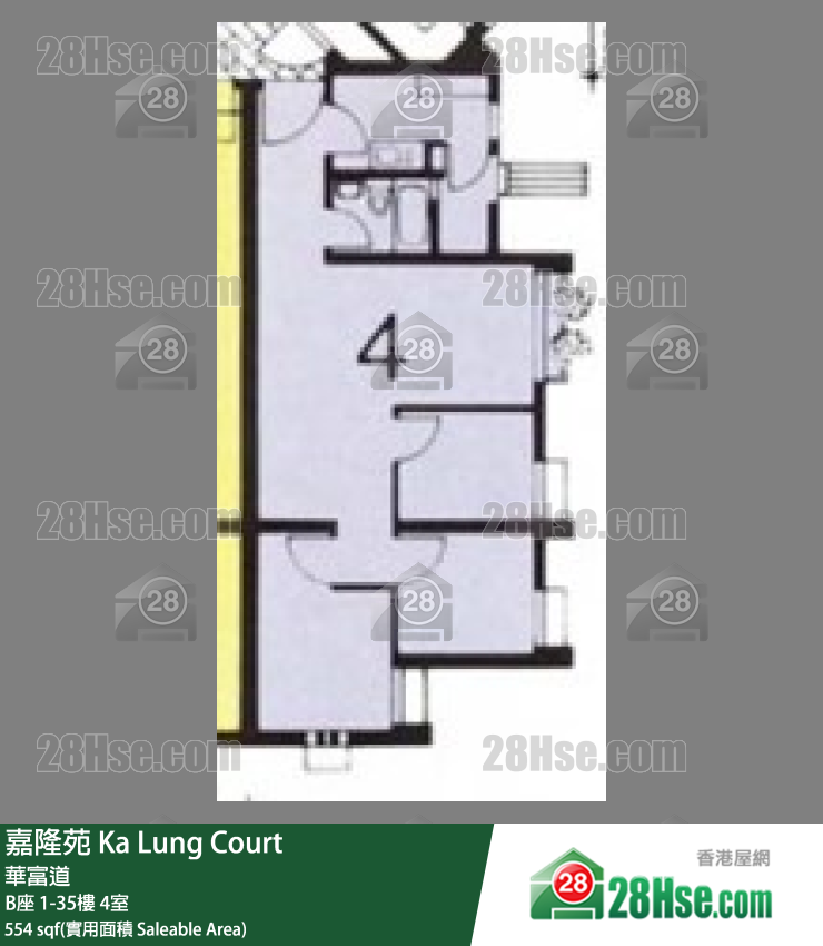 嘉隆苑 B座1樓 4室 平面圖