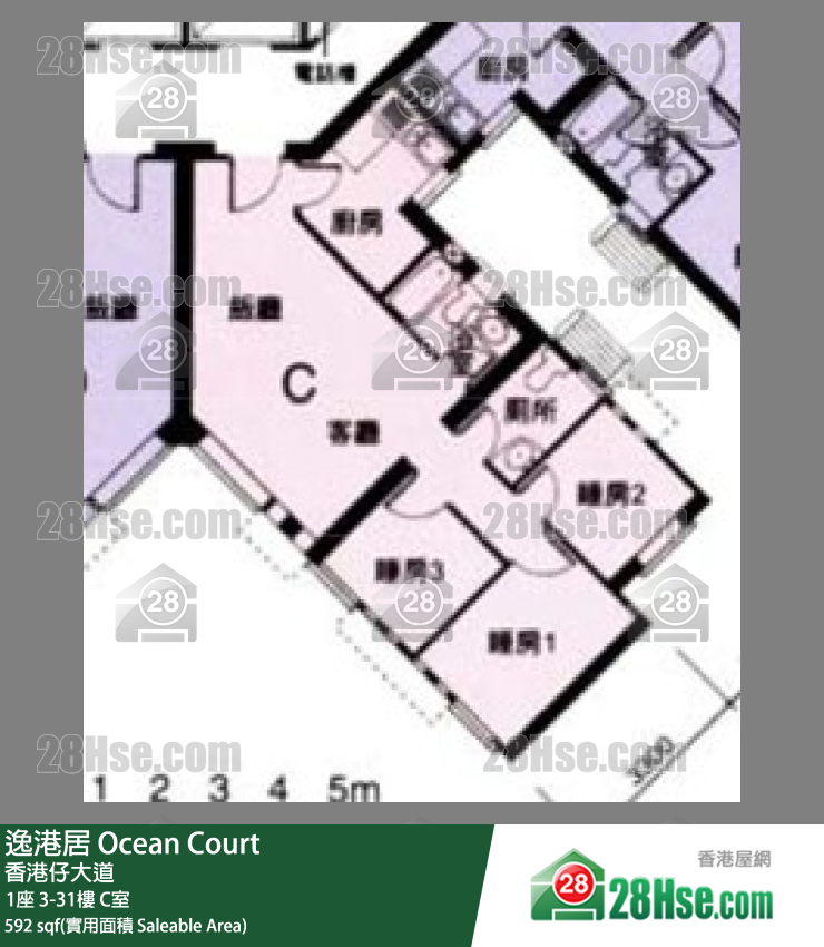 逸港居 1座 5樓 C室 平面圖