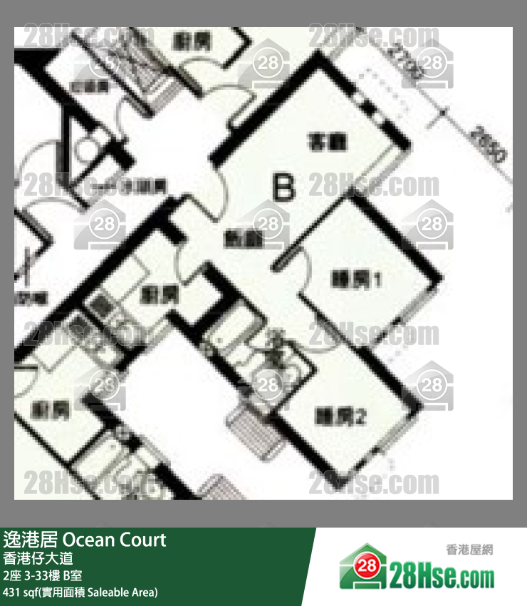 逸港居 2座30樓 B室 平面圖