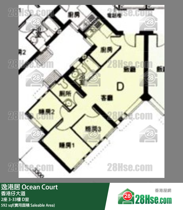 逸港居 2座4樓 D室 平面圖