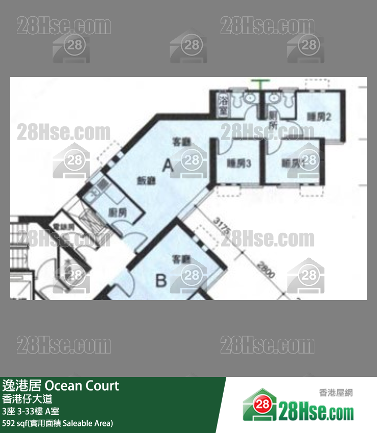 逸港居 3座16楼 A室 平面图