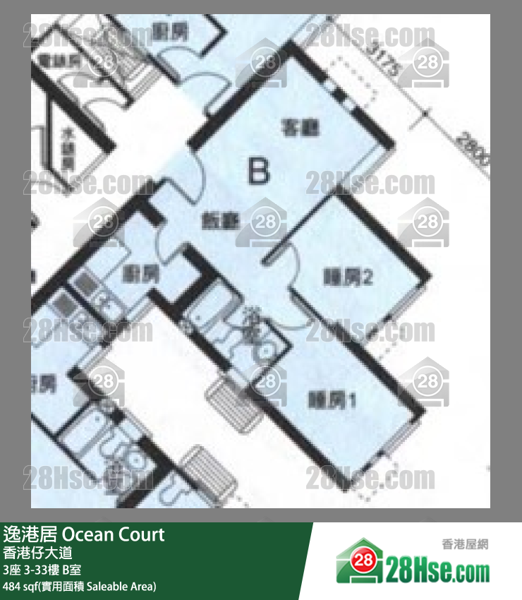 逸港居 3座25樓 B室 平面圖