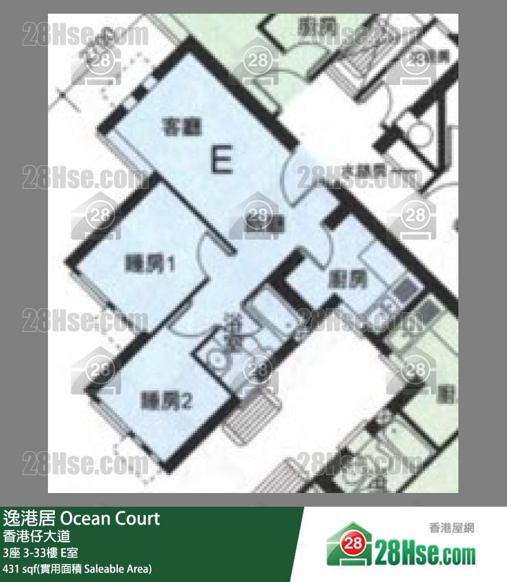 逸港居 3座32楼 E室 平面图