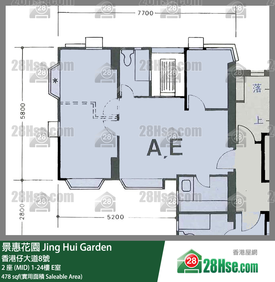 景惠花园 单位平面图(由 28Hse 提供)