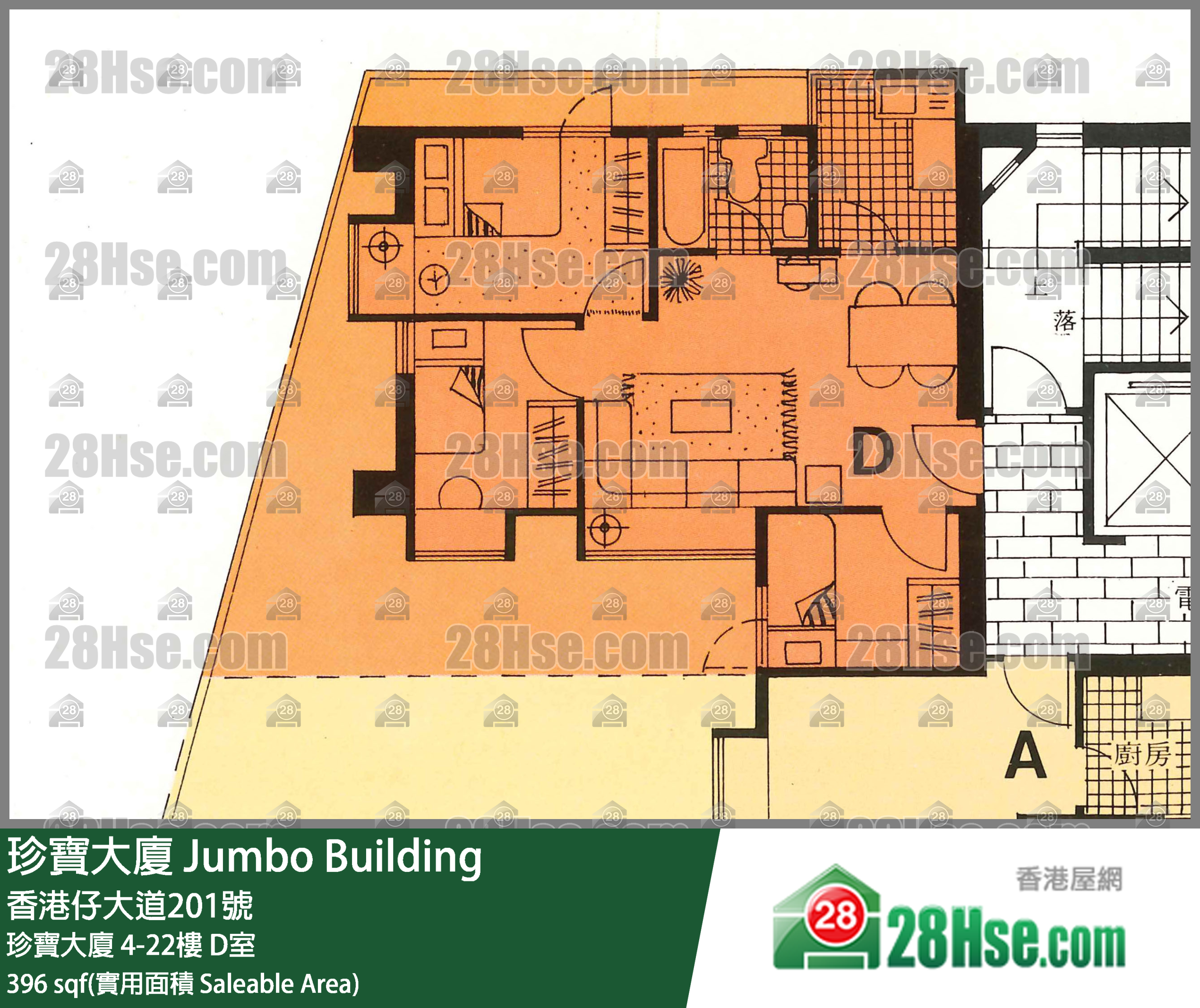 珍寶大廈 珍寶大廈4樓 D室 平面圖