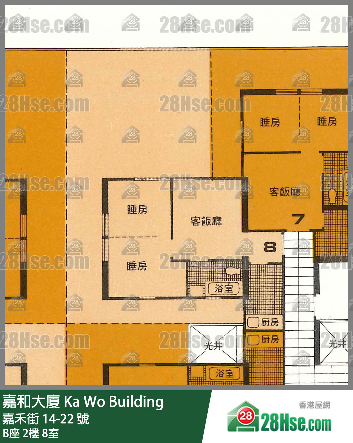 嘉和大廈 B座2樓 8室 平面圖