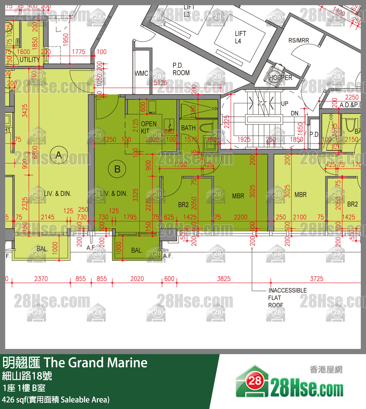 明翹匯 1座 1樓 B室 平面圖