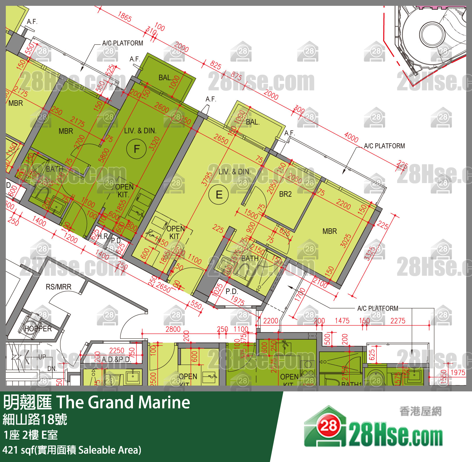 明翹匯 1座 2樓 E室 平面圖