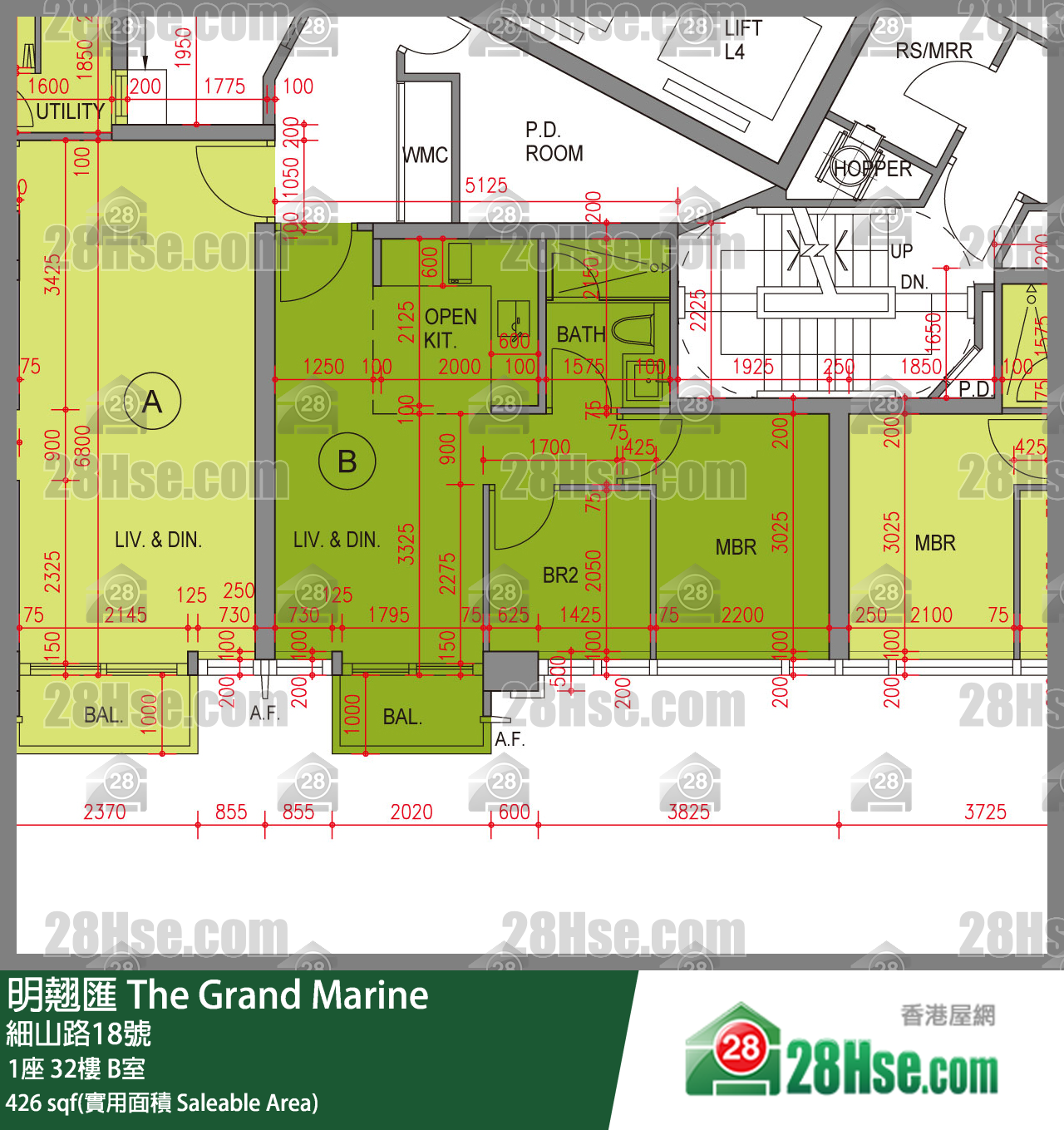 明翹匯 1座 32樓 B室 平面圖
