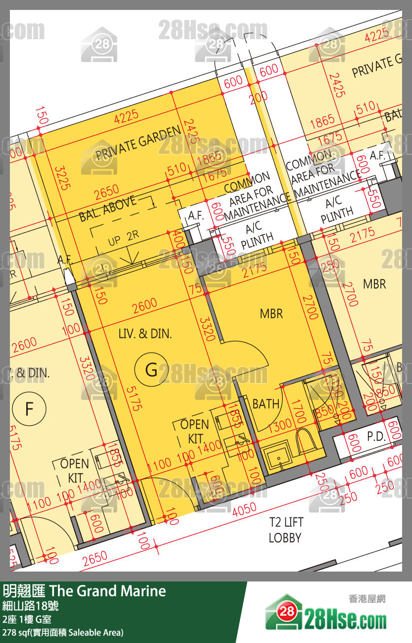 明翹匯 2座 1樓 G室 平面圖