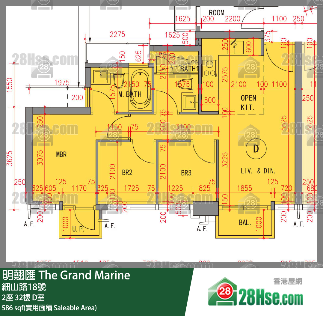 明翹匯 2座 32樓 D室 平面圖