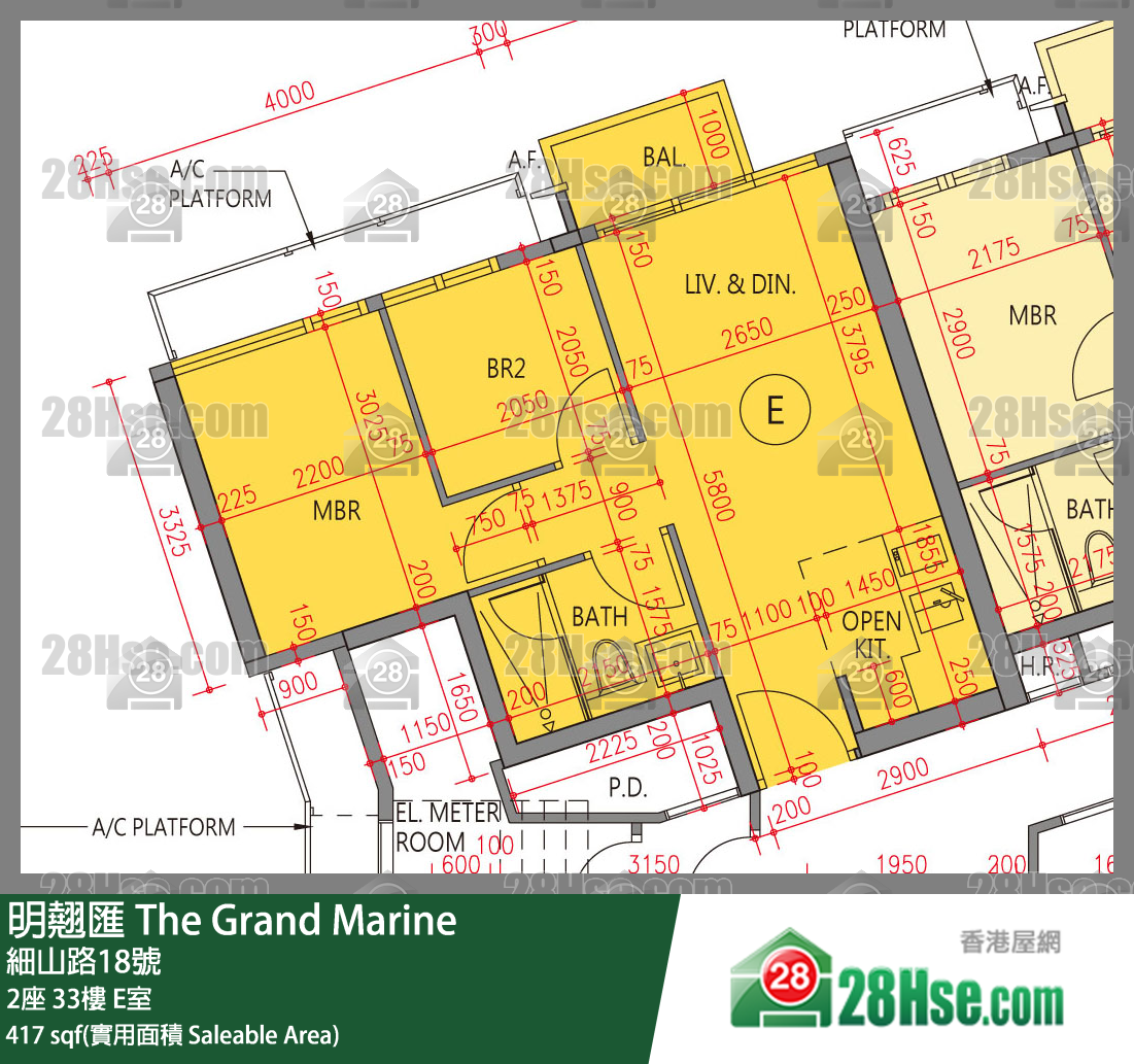 明翹匯 2座 33樓 E室 平面圖