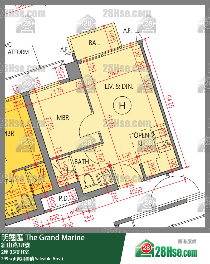 明翹匯 2座 33樓 H室 平面圖