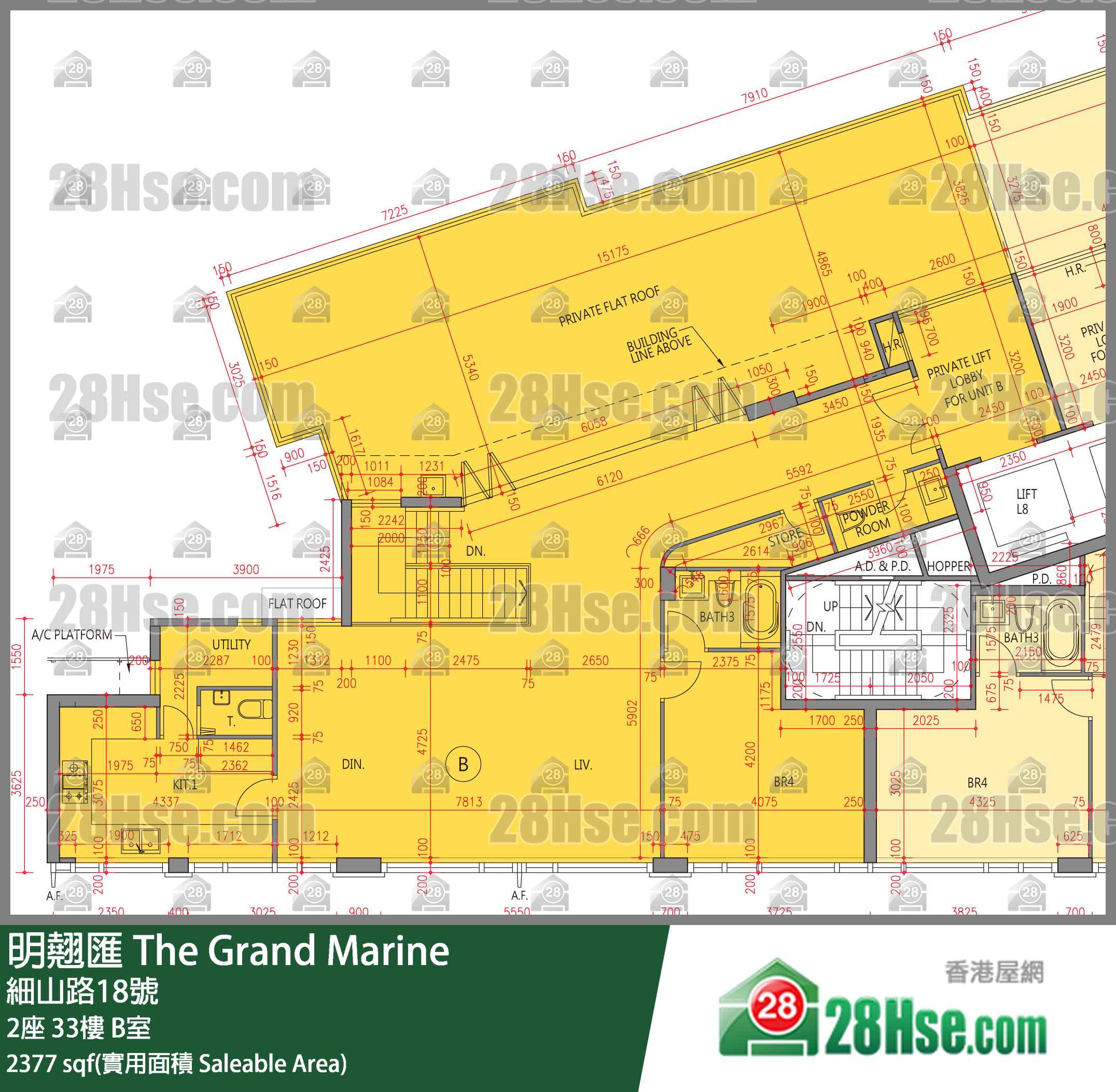 明翘汇 2座 33楼 B室 平面图