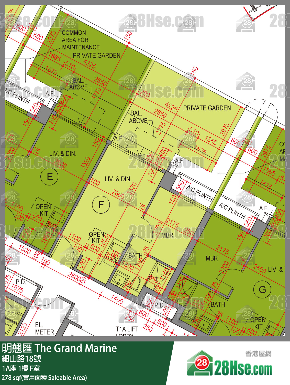 明翹匯 1A座 1樓 F室 平面圖