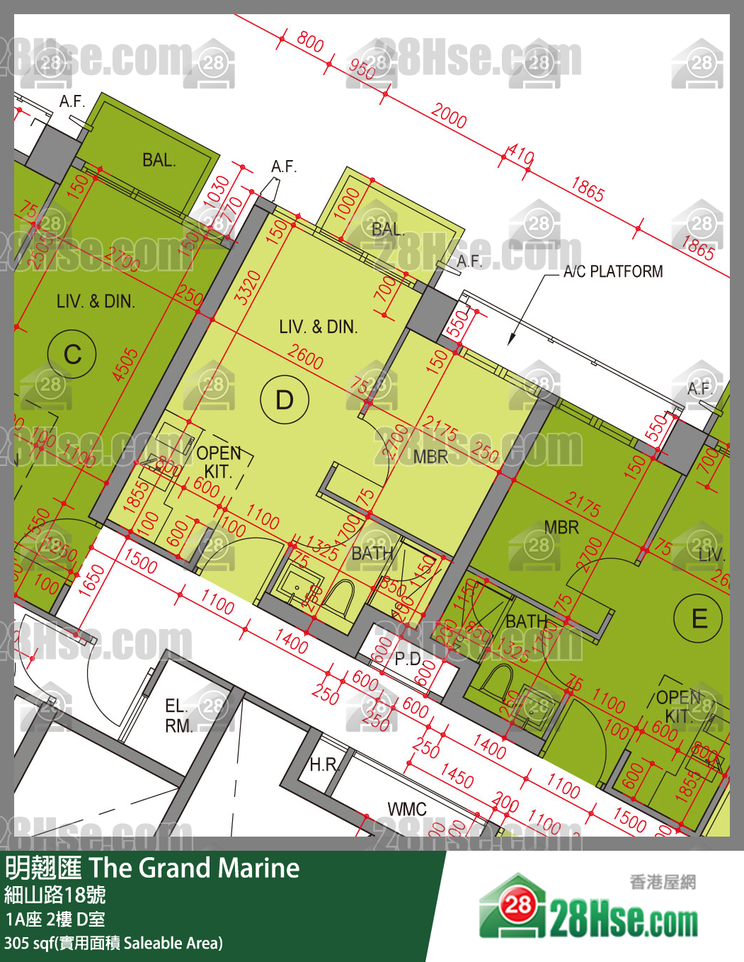 明翹匯 1A座 2樓 D室 平面圖