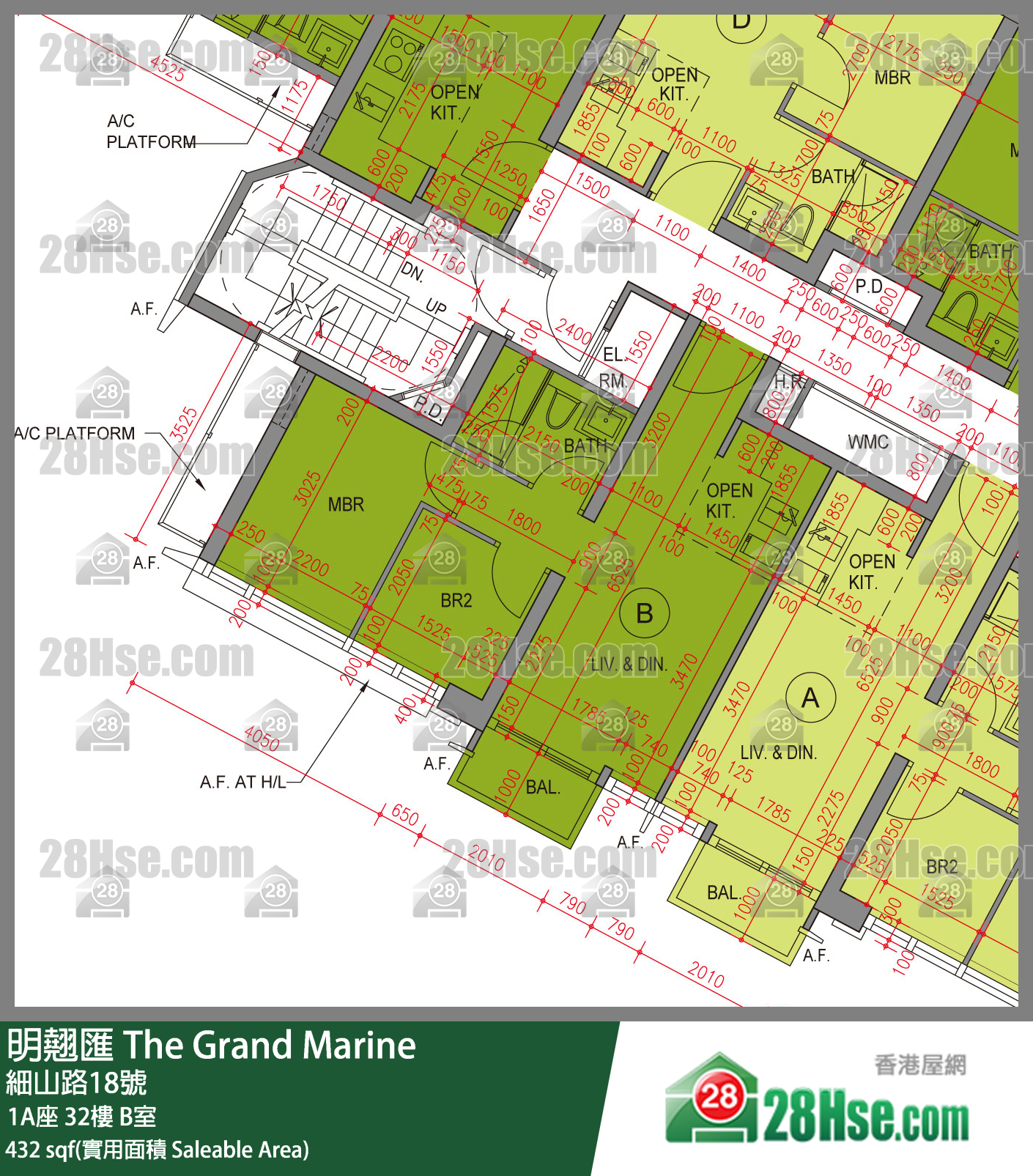 明翹匯 1A座 32樓 B室 平面圖