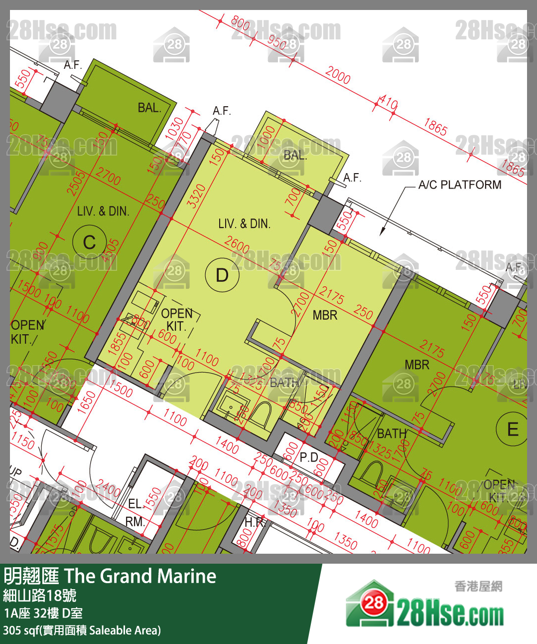 明翹匯 1A座 32樓 D室 平面圖