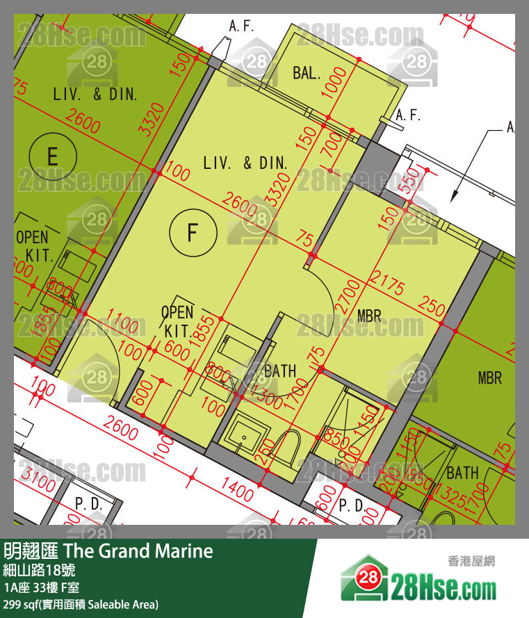 明翹匯 1A座 33樓 F室 平面圖