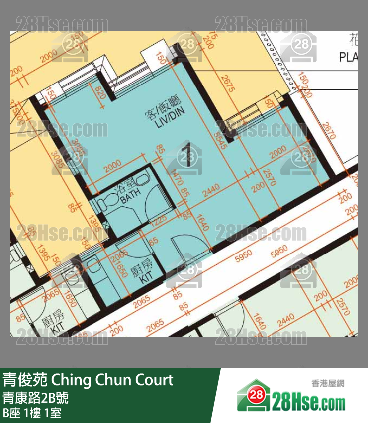 青俊苑 B座1樓 1室 平面圖