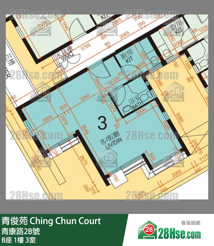 青俊苑 B座1樓 3室 平面圖