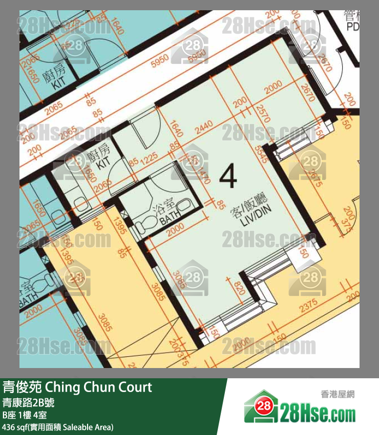 青俊苑 B座 1樓 4室 平面圖