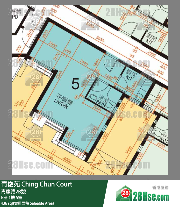 青俊苑 B座 1楼 5室 平面图