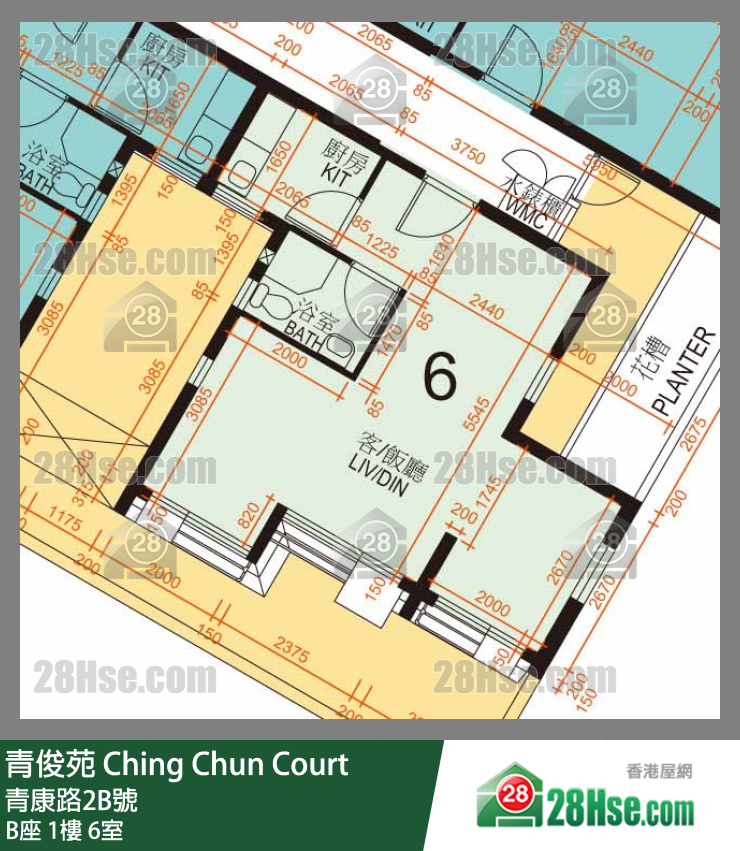 青俊苑 B座1樓 6室 平面圖