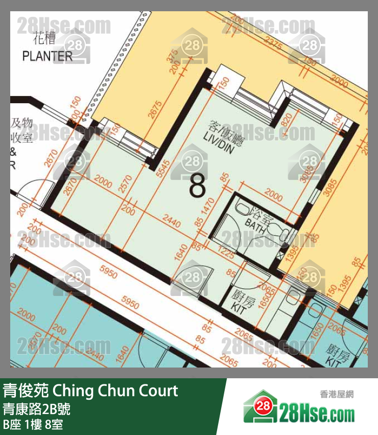 青俊苑 B座1樓 8室 平面圖