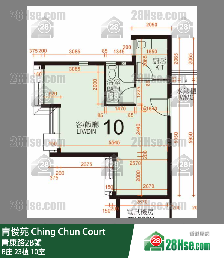 青俊苑 B座23楼 10室 平面图