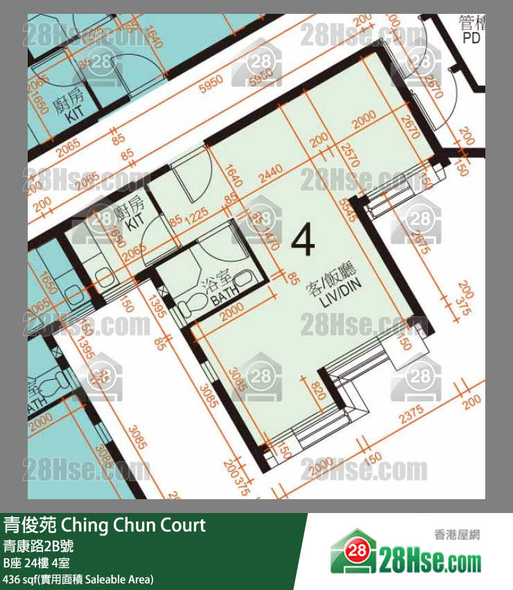 青俊苑 单位平面图(由 28Hse 提供)