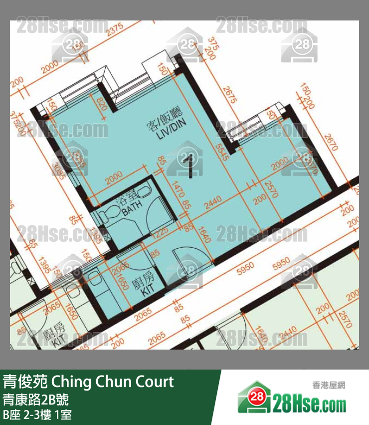 青俊苑 B座2樓 1室 平面圖