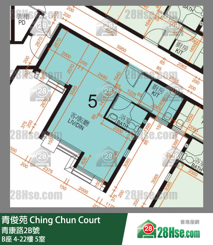青俊苑 B座8樓 5室 平面圖