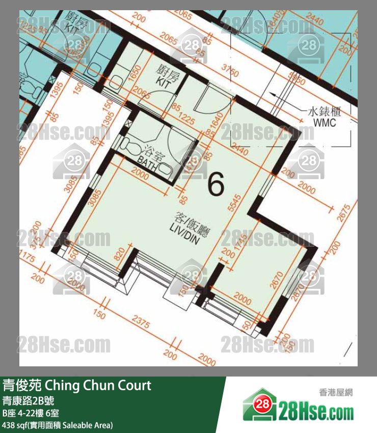 青俊苑 B座22樓 6室 平面圖