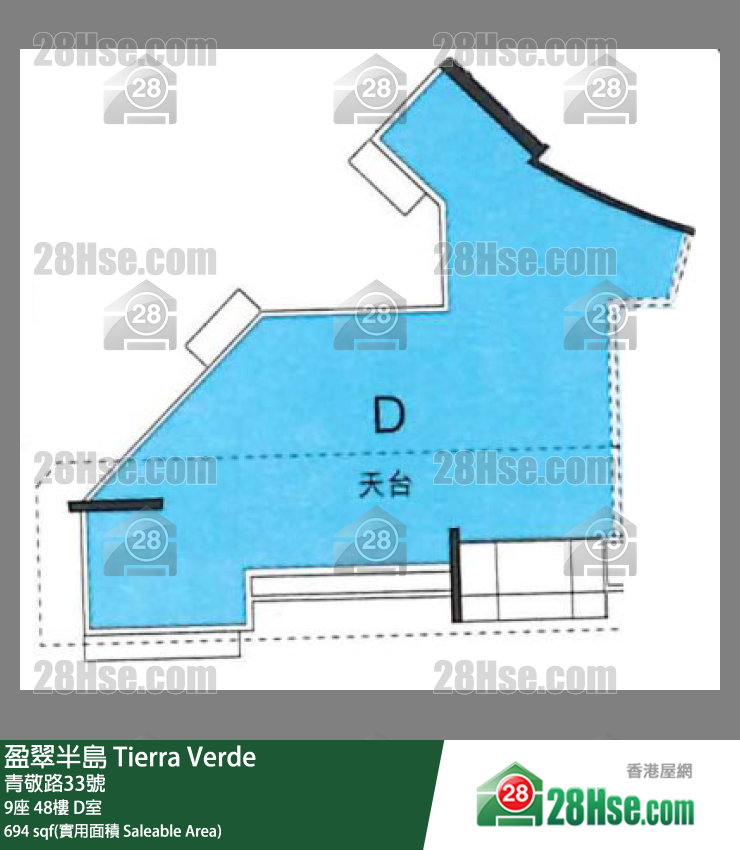 盈翠半島 9座48樓 D室 平面圖