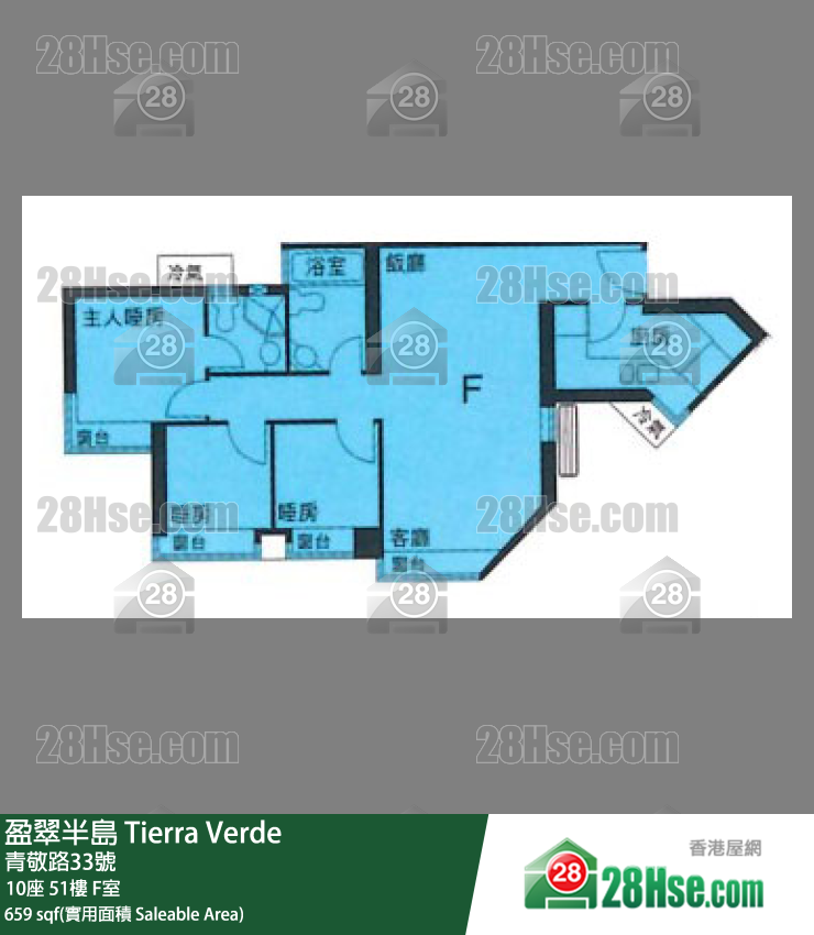 盈翠半島 10座 51樓 F室 平面圖