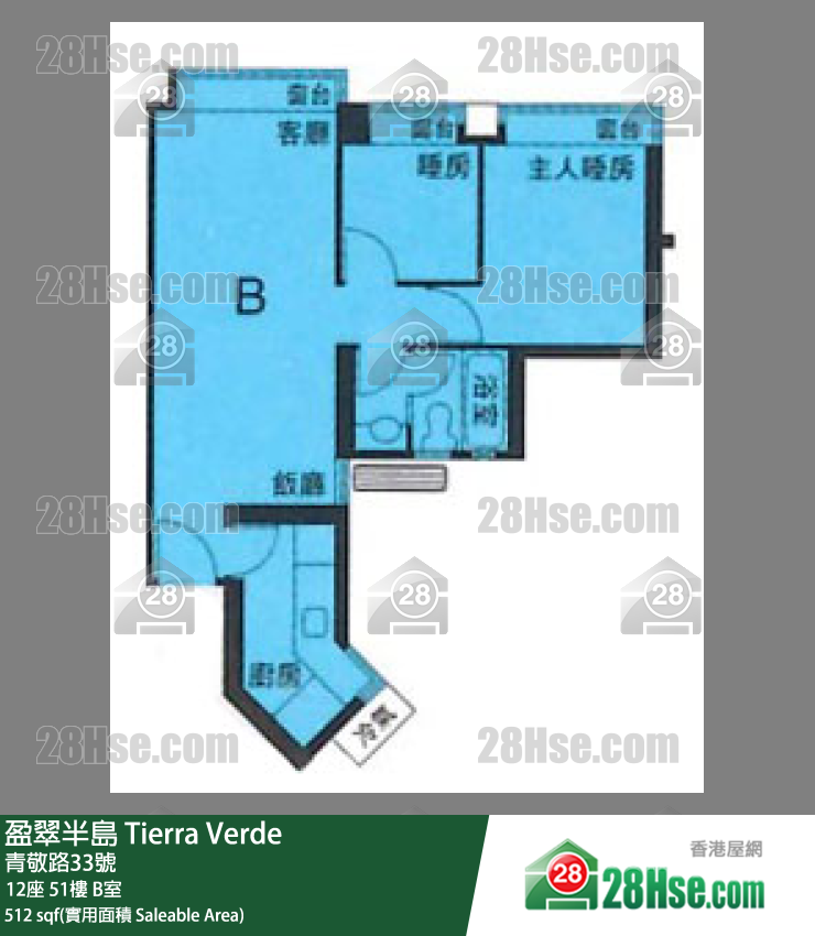 盈翠半岛 12座 51楼 B室 平面图