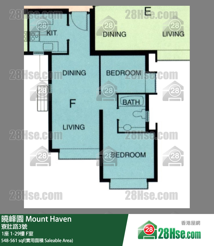 曉峰園 1座21樓 F室 平面圖