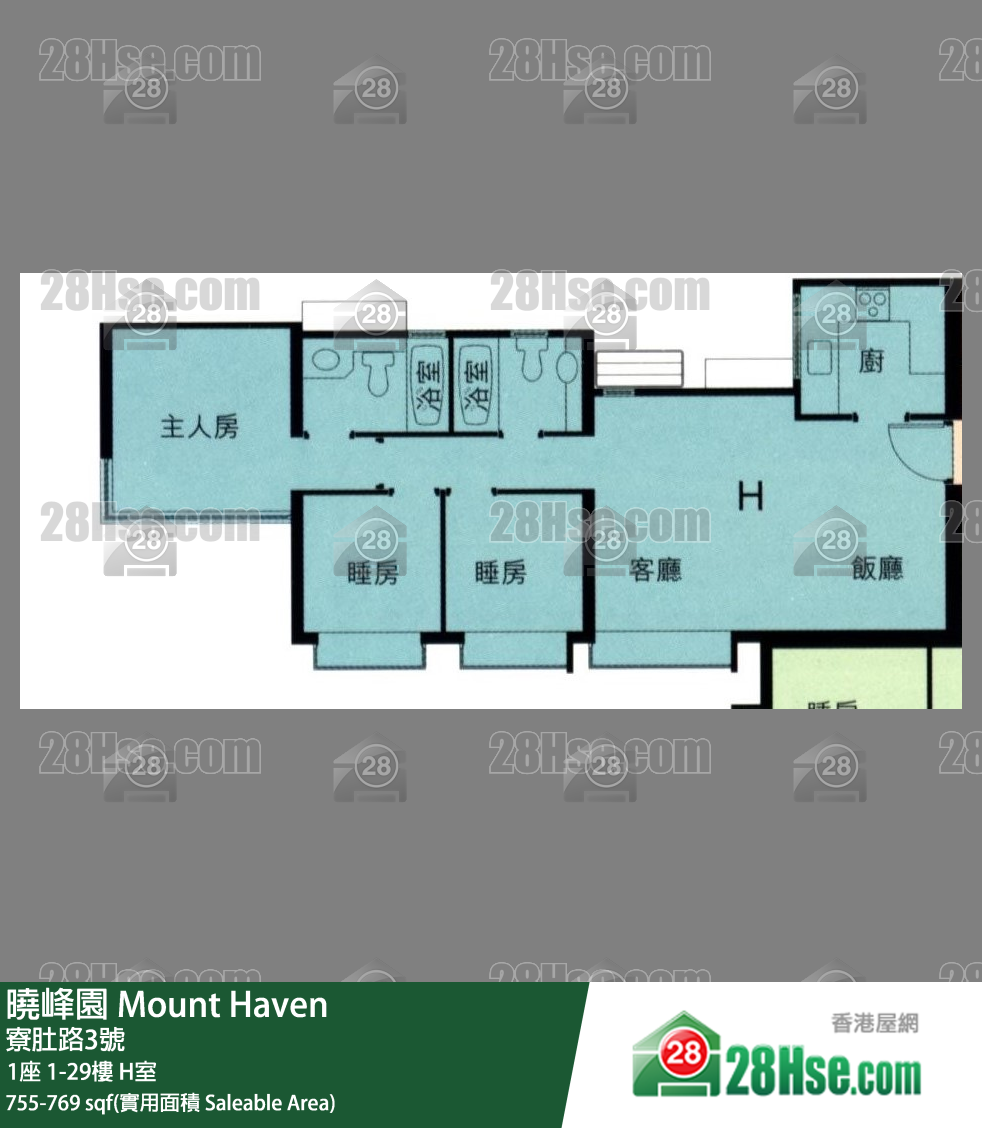 晓峰园 单位平面图(由 28Hse 提供)