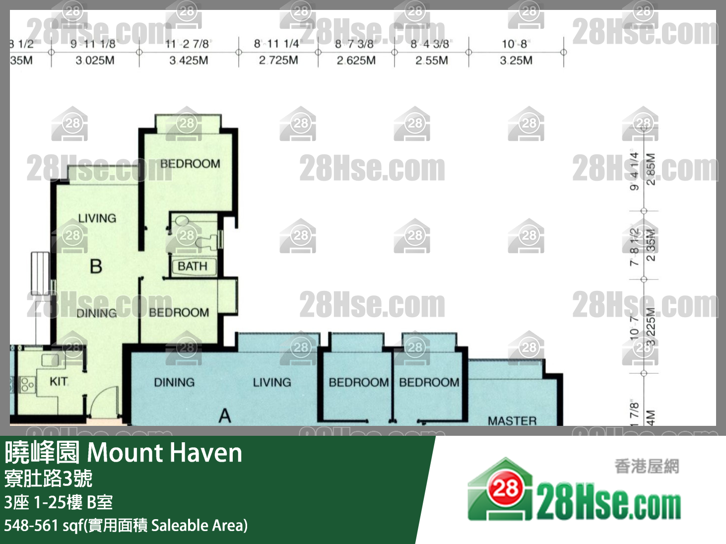 曉峰園 3座 25樓 B室 平面圖