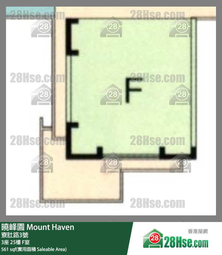 曉峰園 3座25樓 F室 平面圖