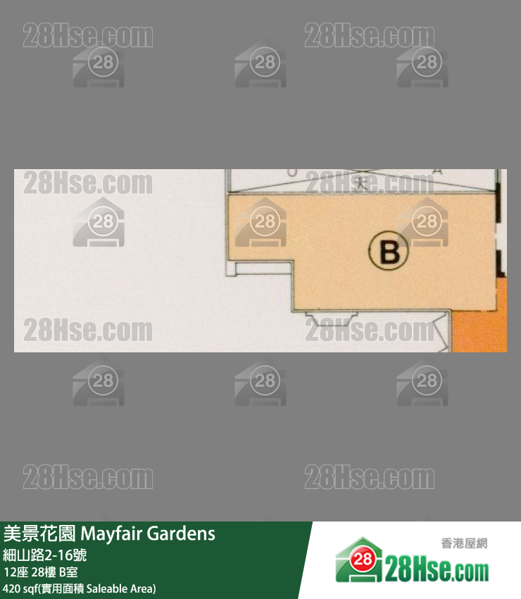 美景花園 12座 28樓 B室 平面圖