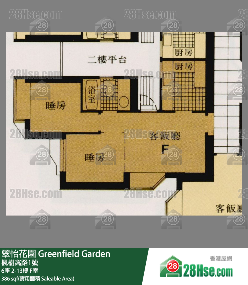 翠怡花園 6座4樓 F室 平面圖