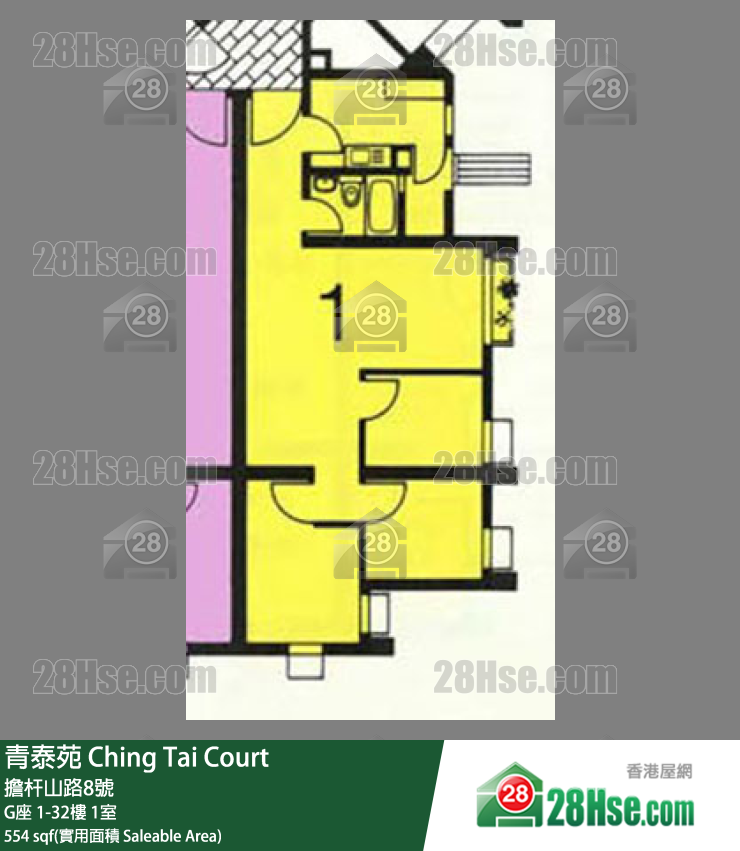 青泰苑 G座19樓 1室 平面圖