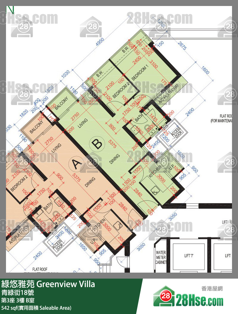 綠悠雅苑 第3座3樓 B室 平面圖