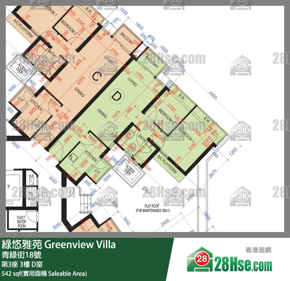 綠悠雅苑 第3座3樓 D室 平面圖