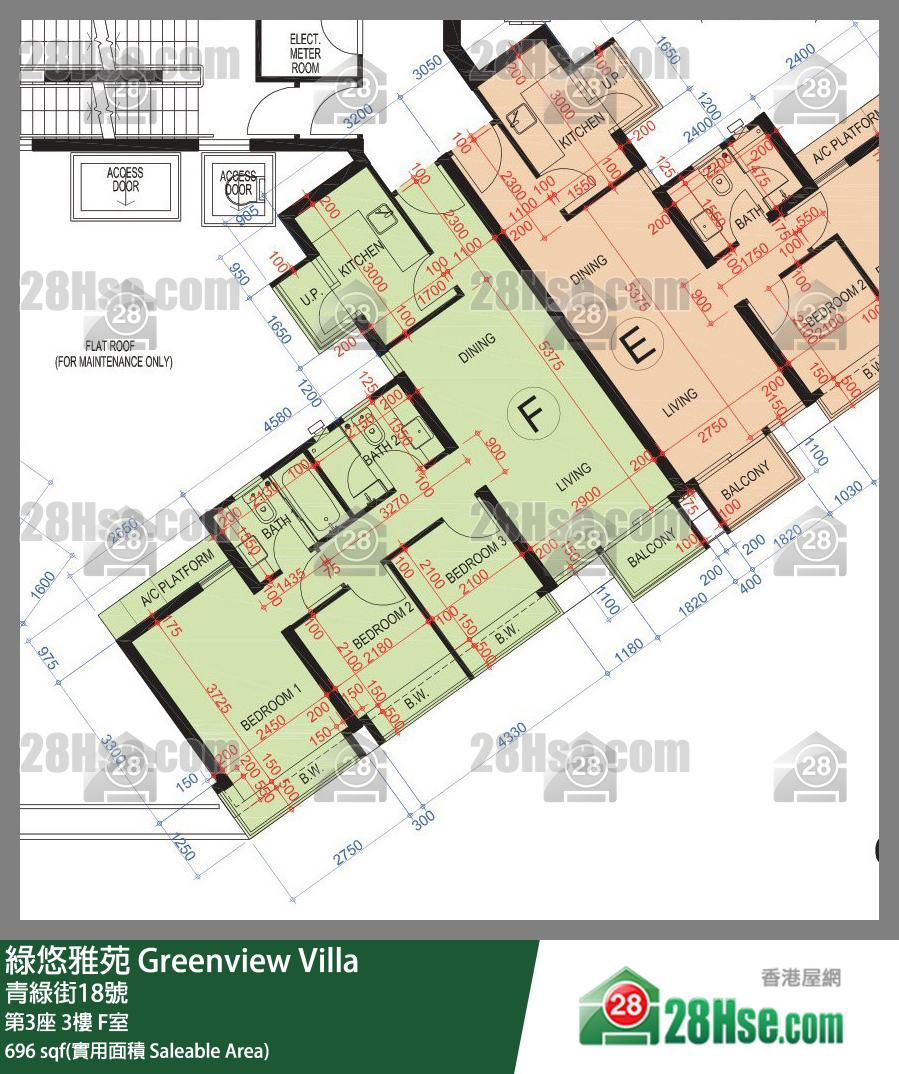 綠悠雅苑 第3座3樓 F室 平面圖